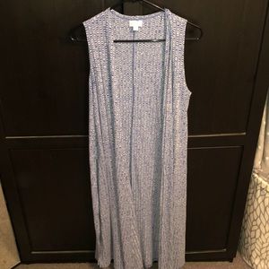 Lularoe blue and white Joy vest
